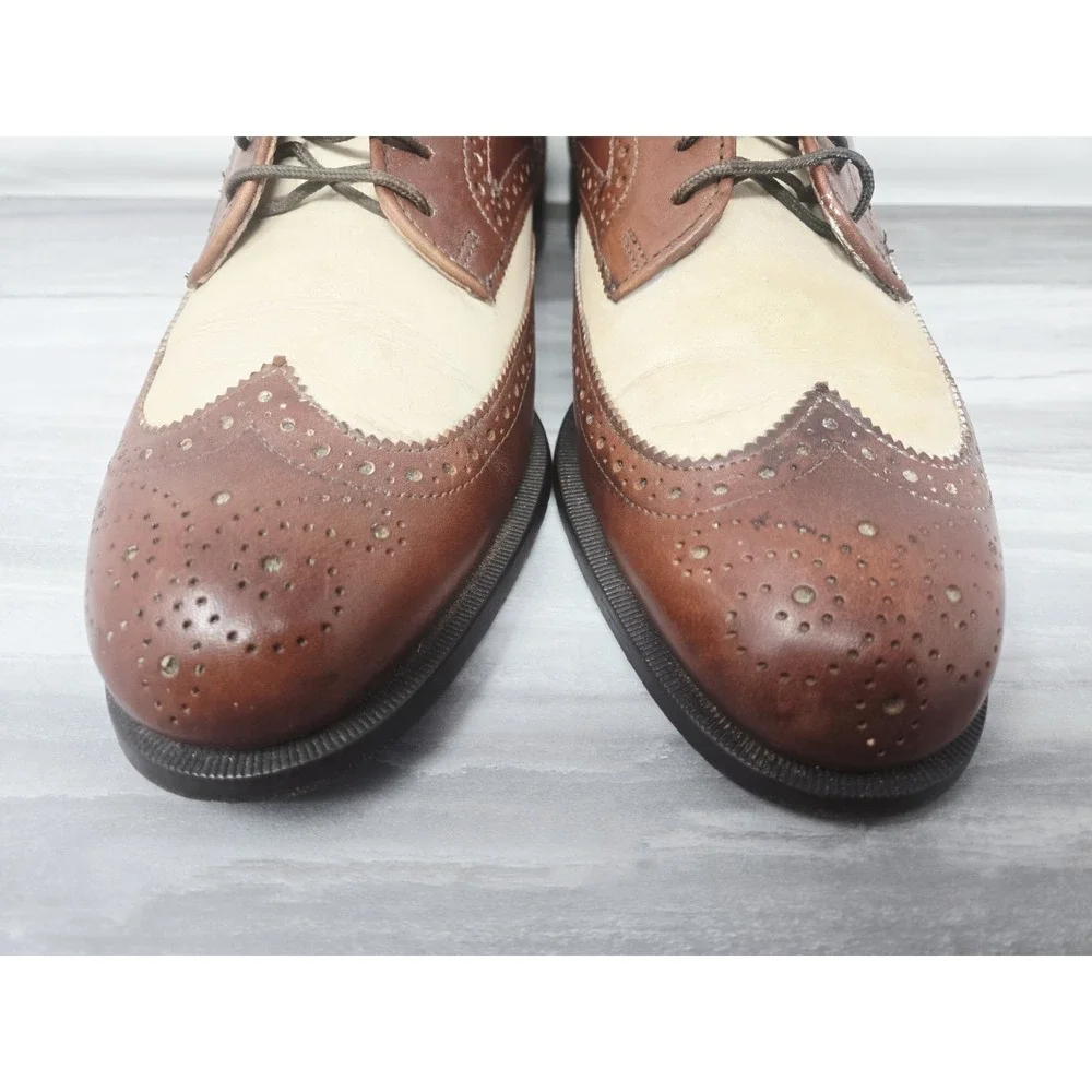 Vintage Cole Haan Wingtip Oxford Spectator Flex Comfort 2 Tone Dress Shoes 8.5 D